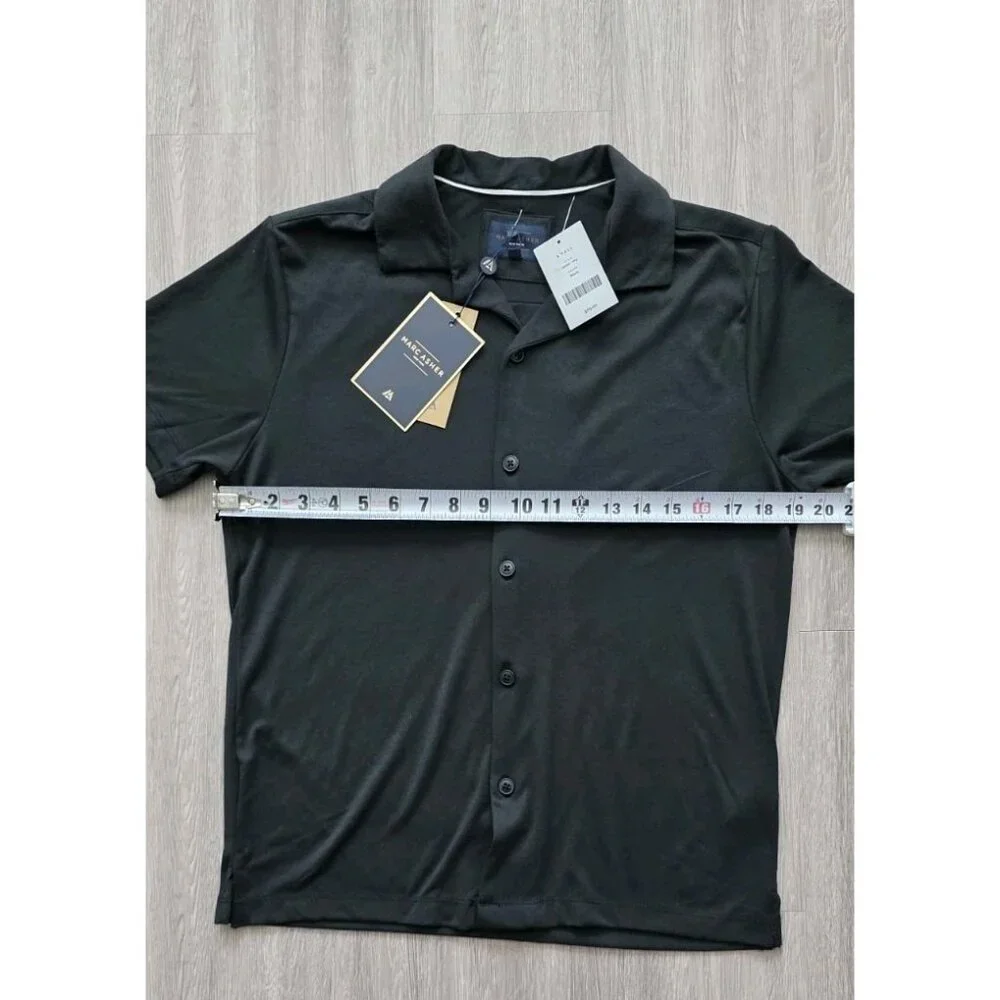 Marc Asher Polo Shirt Small Black Modal Blend Button Front NWT - Picture 5 of 10